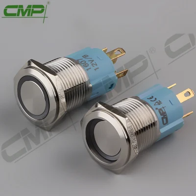 CMP 16mm メタル LED 照光式プッシュボタン オン/オフ スイッチ