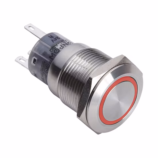 Onpow 19mm ステンレス鋼照光式 SPDT 押しボタン スイッチ (LAS1-AGQ シリーズ) (UL、CE、CCC、RoHS、REACH)